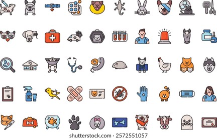 Veterinary icons High-Quality Vector Icons Collection with Editable Stroke. Ideal for Professional and Creative Projects.