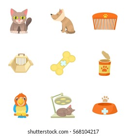 Veterinary icons set. Cartoon illustration of 9 veterinary vector icons for web