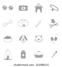 Veterinary icons set illustration