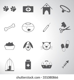 Veterinary icons set illustration