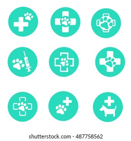 Veterinary Icons set on white background. Vector illustration.
