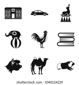 Veterinary icons set. Simple set of 9 veterinary vector icons for web isolated on white background