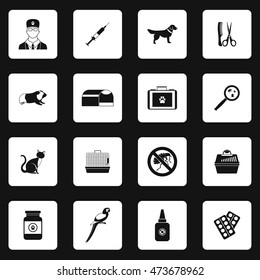 Veterinary icons set in simple style. Vet clinic set collection vector illustration