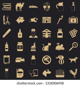 Veterinary illness icons set. Simple style of 36 veterinary illness vector icons for web for any design