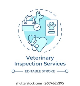 Veterinary inspection services soft blue concept icon. Health standards. Integrated border management. Round shape line illustration. Abstract idea. Graphic design. Easy to use in presentation