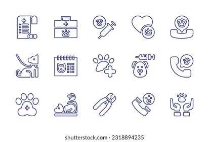 Veterinary line icon set. Editable stroke. Vector illustration. Containing 