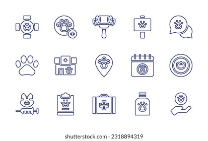 Veterinary line icon set. Editable stroke. Vector illustration. Containing 