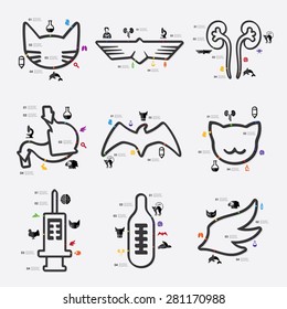 veterinary line infographic illustration. Fully editable vector file