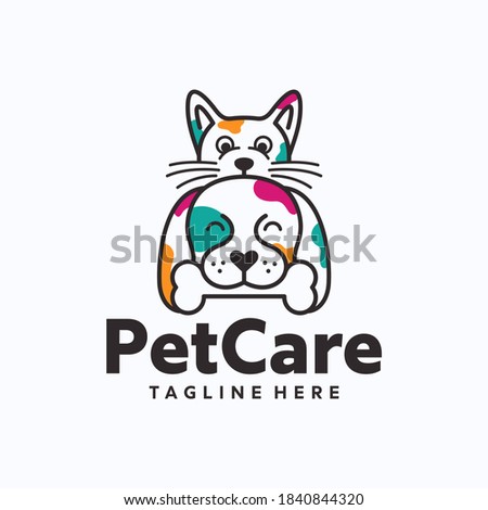 Veterinary logo, Cat and dog logo design, pets care, vet clinic logo, pet clinic.
