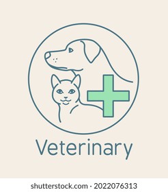 Veterinary logo design with cat and dog. 