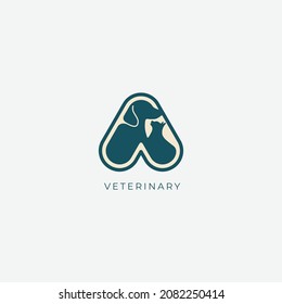 Veterinary logo design vector. Dog and cat 