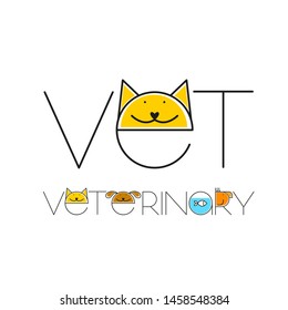 Veterinary Logo. Pets care vector logo template. 