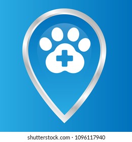 veterinary map pointer, dog track,dog icon, vector illustration of Eps10. Here veterinary
