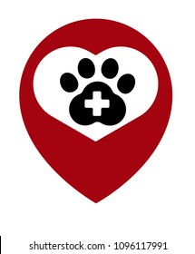 veterinary map pointer, dog track,dog icon, vector illustration of Eps10. Here veterinary