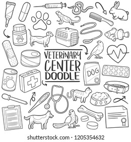 Veterinary Medical Center  Traditional Doodle Icons Sketch Hand Made Design Vector