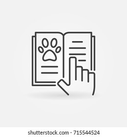 Veterinary medicine book vector concept icon or symbol in thin line style