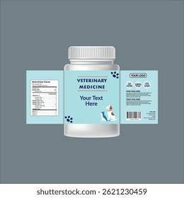 Veterinary medicine bottle with a paw print label, symbolizing pet care, health treatments, and responsible animal wellness through modern pharmaceutical solutions.