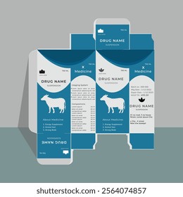 veterinary medicine box packaging design template 