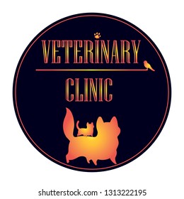 Veterinary medicine or hospital, clinic for animals. Shop or store for vet or veterinarian to cure ill or sick pets disease. Healthcare or treatment for wild or domestic animals. Logo