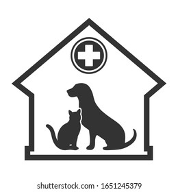 Veterinary medicine hospital or pet shop for animals. Health care or treatment for domestic animals.