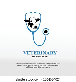 Veterinary medicine - logo design template for veterinary clinics. cow logo icon.