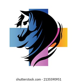 Veterinary medicine, logo design template for veterinary clinic. horse health clinic logo