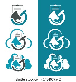 Veterinary medicine logo vector. Cloud digital veterinary researching