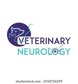 Veterinary neurology logo design idea. Cat and dog simple design. Brain diseases in cats and dogs.