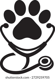 Veterinary Paw With Stethoscope Icon