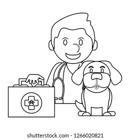 Veterinary with pet in black and white