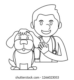 Veterinary with pet in black and white
