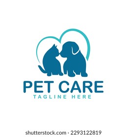 Veterinary Pet care clinic logo template Dog and cat design logo Vector illustration
