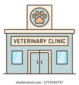 Diseño de Plantilla de Ilustración vectorial de color plano de construcción de clínica veterinaria para mascotas