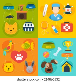 Veterinary Pet Food And Health Care Infographic Flat Isolated Vector Illustration