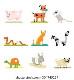 Veterinary pet health care animal medicine icons set isolated vector illustration