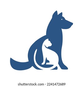 Veterinary Pet Logo Illustration Icon in white background isolated