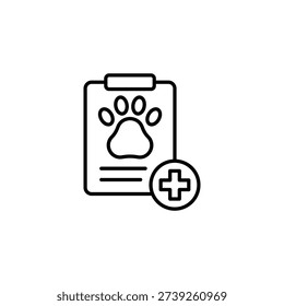 Veterinary Pet Record Document Outline Icon With Medical Cross Symbol Design