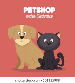 veterinary pet shop cat and dog graphic