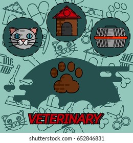 Veterinary pharmacy flat concept icons