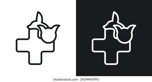 Icono de farmacia veterinaria diseñado en un estilo de línea sobre fondo blanco.