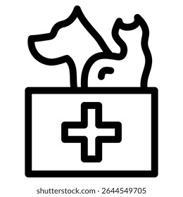 Sinal de definição de contorno de ícone de farmácia veterinária