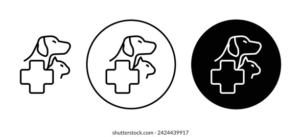 In: Veterinary Pharmacy Icon Set. Hundekatze Tierarzt Vektor-Symbol in einem schwarz gefüllten und umrissenen Stil. Tierisches Wellness-Zeichen.