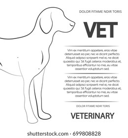 Veterinary poster design with line dog. Vector banner veterinary with animal illustration