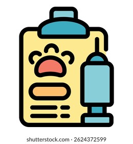 Veterinary report with paw print and syringe, symbolizing pet vaccination, treatment, or animal healthcare