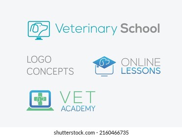 Veterinary School Logo Concepts, Flat Design