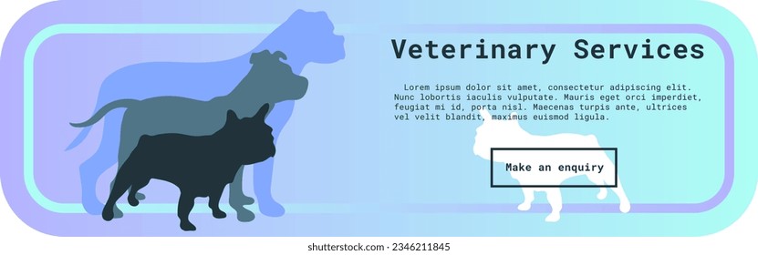 Veterinary Services Web Banner Cover Template Design, Dogs Silhouettes On A Gradient Background Vector eps10