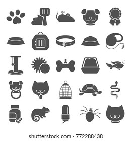 Veterinary shop simple icons set for web and mobile design