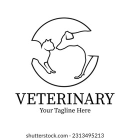 Veterinary Sign with a cat and dog on isolated background
