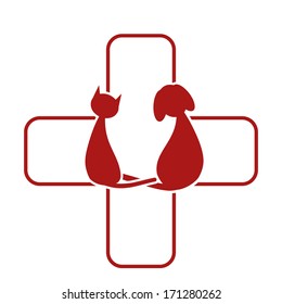 Veterinary sign with dog and cat