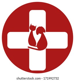 Veterinary sign with dog and cat